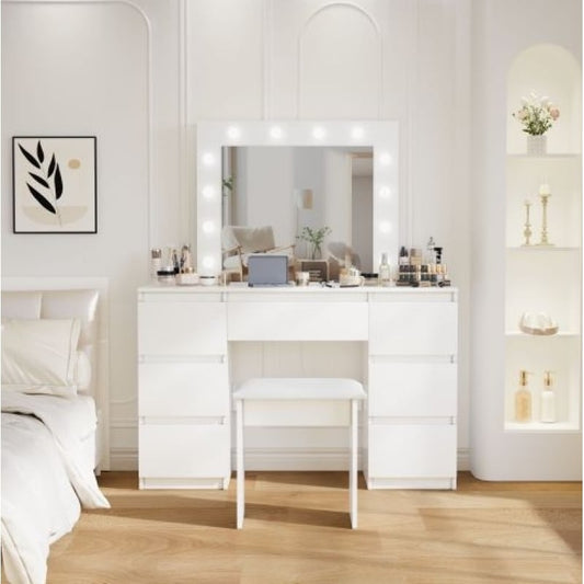 Elegant White Light-Up Vanity