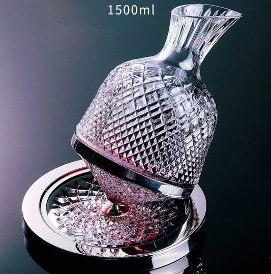 Elegant Rotating Crystal Decanter Set